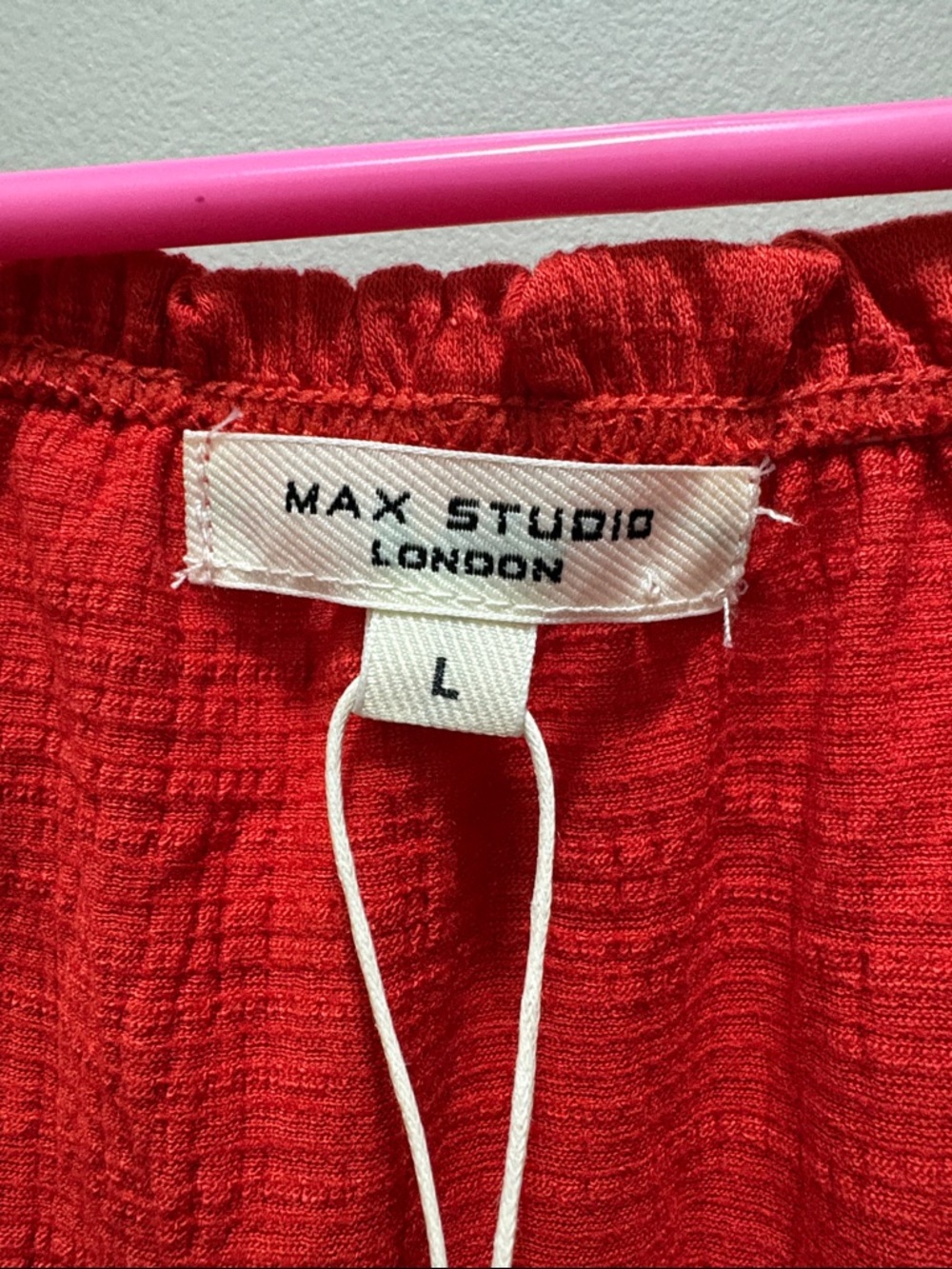 Max Studio Red Textured Tiered Short Sleeve Dress - Picture 3 of 5